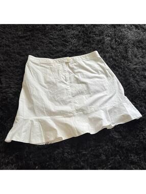 Belk Vintage 90s White Ruffle Mini Cargo Skirt Carolina Blues Size 16 Y2K